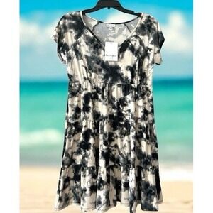 New Dress Love Fire Women's Size M Medium Short‎ Sleeve Stretch Grey Baby Doll